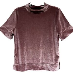 Anthropologie Krisha Velvet Mock Neck Short Sleeve Top Size Medium